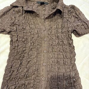 Forever 21 Brown Tan Short Sleeve Button Down Shirt